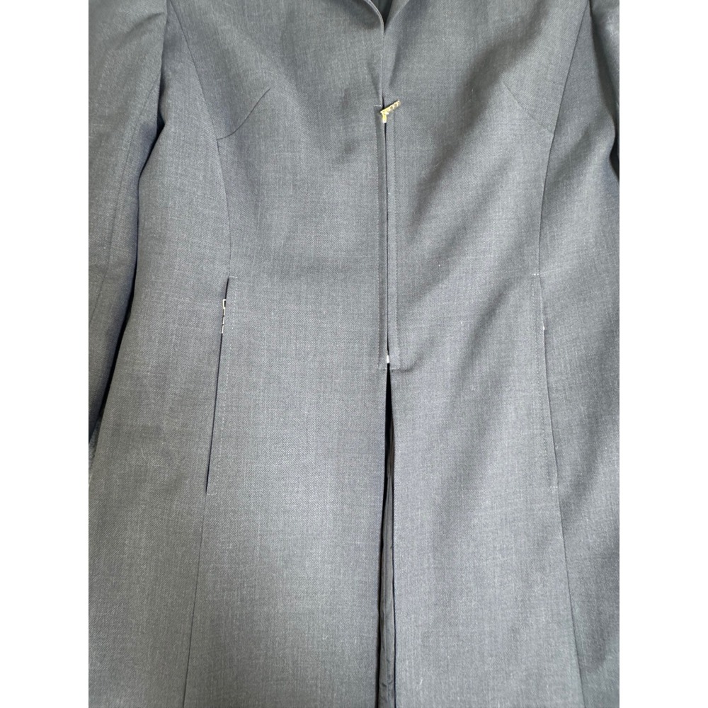 Escada Charcoal Grey 100% Virgin Wool Longline Blazer Coat Zip Front Size 36 - Picture 9 of 9